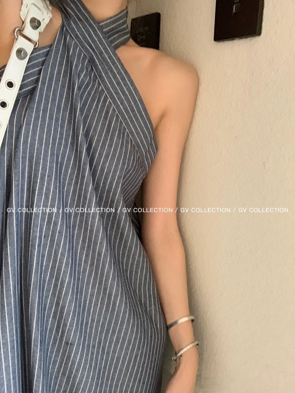 Designer Style Denim Halter Maxi Dress size S - Picture 2 of 3